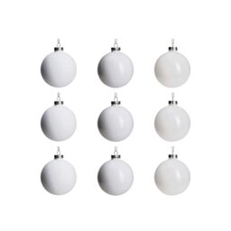 DN DECONATION White Glass Christmas Ball Ornaments, Hanging Christmas Baubles for Xmas Tree Decoration, Set of 9 Decor for Holiday, Halloween, Wedding Party Gift