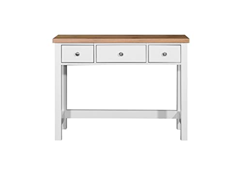 TAD TIMBER ART DESIGN UK Astbury 3 Drawer Dressing Table Vanity Makeup Desk White and Oak