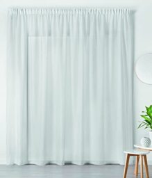Linder Elegant Transparent Indoor Net Curtains for Windows Polyester Linen White with Ruffle Trim 180 x 240 cm Ideal for Living Room Bedroom Kitchen