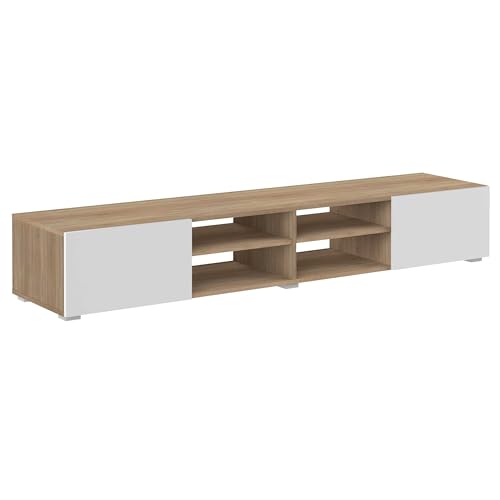 Temahome Podium tv Stand 185 with 2 Doors, Oak & White