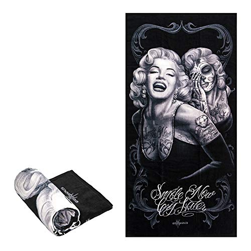 "Marilyn Monroe JPI Beach Towel - Smile Now - Oversized 58"" x 28"" - For Pool, Bath, Yoga, Gym, Travel, Camping, Beach Cart & Beach Chairs"