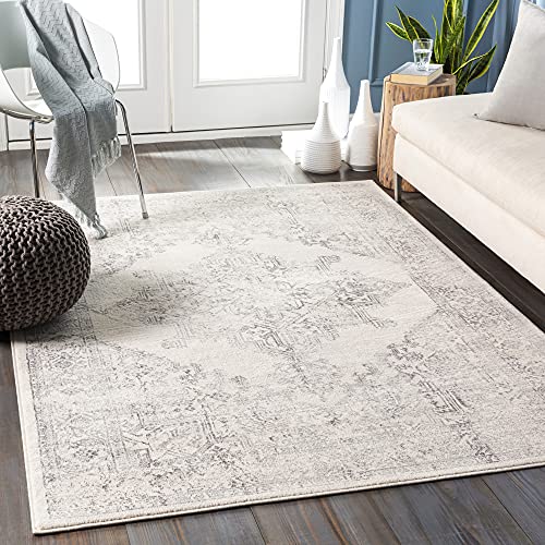 Livabliss Alix Roma Vintage Runner 60x90 cm, Hallway & Living Room, Scandi Neutral, Traditional Boho Pattern, Easy Care Pile, Off White Grey