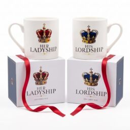 CUQOO His & Her Lordship Mugs - Wedding Gift Set - 360ml - 2pk - COUPLES MUG SET: dishwasher safe ?? microwave safe ?? engagement, anniversary, Wedding & Christmas gift ?? Large Mug