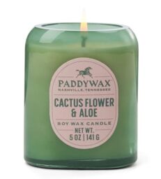 Paddywax Scented Candles Vista Collection Vintage Style Artisan Candle in Frosted Glass, 142g, Cactus Flower & Aloe