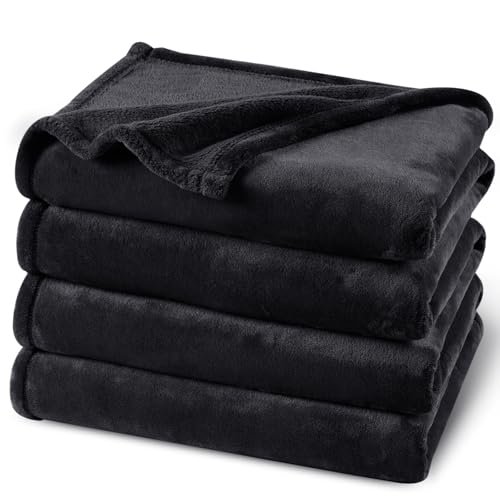 "PHF No Shed No Pilling Fleece Blanket Twin Size -Ultra Soft Lightweight & Cozy Bed Blanket, Plush Anti-Stati Microfiber, Room Home Decor Gifts for Women and Men, 1 Piece, 66"" x 90"", Black"