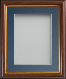 Frame Company Eldridge Mahogany 16x12 Photo Frame, Blue Mount for 13x9