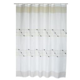 "MSV ""Premium Porto Polyester Shower Curtain, Beige, 180 x 200 cm"