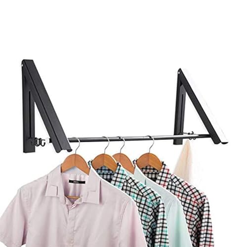 IN VACUUM Laundry Drying Rack, Wall Mounted Retractable Clothes Hanger, Aluminium Home Storage Organization Space Savers for Home(2 Racks with Rod,Black)