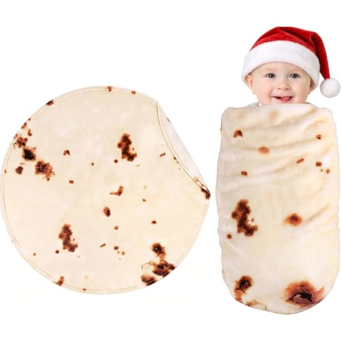 SeaRoomy Baby Burrito Tortilla Blanket, Baby Swaddle Blanket, 36inches - Funny Gifts For Newborn Boys & Girls, Baby Shower, Birthday & Christmas, Double Sided, Soft Flannel Round