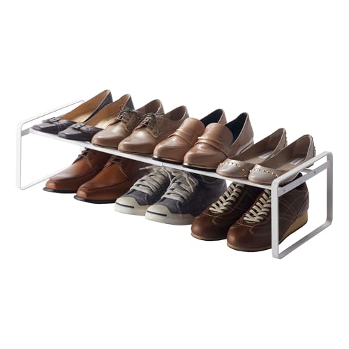 YAMAZAKI 7209 FRAME Extendable Shoe Rack, white, Steel, Minimalist, 41～70 x 25 x 17.5 cm