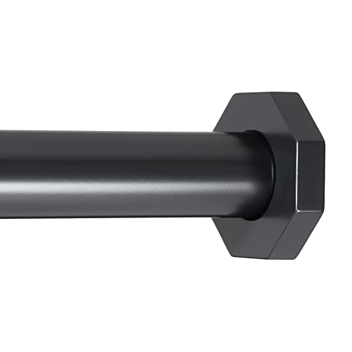 Ivilon Tension Curtain Rod - Hexagonal Spring Tension Rod for Windows or Shower, 36 to 54 Inch, Black