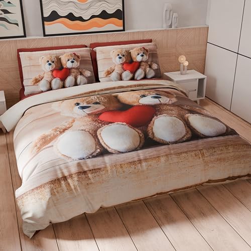 PETTI Artigiani Italiani - Microfibre Duvet Cover Set, Dolcezza, 200 x 200 cm + 1 pillowcase 50 x 80 cm - Made in Italy