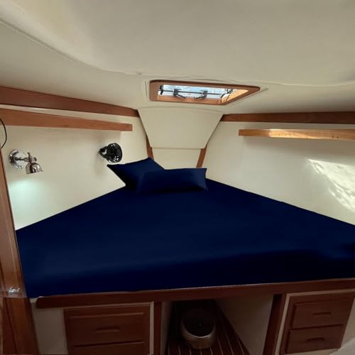 EGYLIN 100% Egyptian Cotton Universal V Berth 3 Piece The Best Boat V Berth Bedding Fits mattresses up to 8??? Depth Sheet Set - 800 Thread Count Boat Sheet Set - Navy Blue