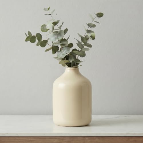 Sunddo 5 Inch Beige Modern Vase for Pampas Grass - Small Ceramic Bud Vases Home Decor, Cute Decorative Flower Vase for Living Room, Centerpiece, Bathroom, Book Shelf, Kitchen Decor