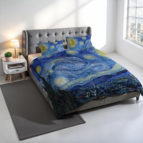 SD09 Digital Print Duvet Cover Set, 100% Cotton, Made in Italy, Double Bed Duvet Cover Set 250 x 200 cm+2 Pillowcases 50 x 80 cm