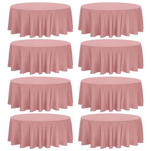 Fivenl 8 Pack Premium Round Tablecloth 90 Inch Round Table Covers Bulk Washable Polyester Fabric Round Table Clothes for Wedding Party Reception Banquet Buffet Restaurant (Dusty Rose, 90 Inch)