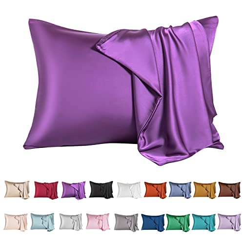 Mulberry Silk Pillowcase for Hair and Skin,Standard Size Cooling Silk Pillow Case with Hidden Zipper,Allergen Proof Dual Sides Soft Breathable Smooth Silk Pillow Cover for Women.
