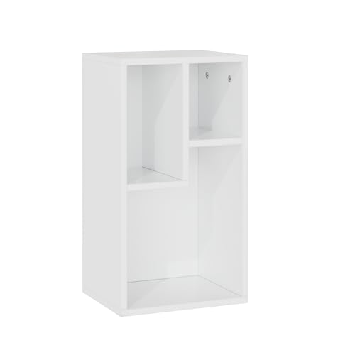 VECELO 2 Tier Bookcase with Staggered 3 Cube Shelves, Freestanding Display Storage Unit with Open Compartments, Bookshelf for Bedroom, Living Room, Home Office
