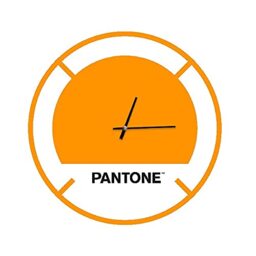 Homemania Drive in Wall Clock - Round Wall Decoration - Living Room Kitchen Office - Orange, White, Black, Metal, 40 x 0.15 x 40 cm