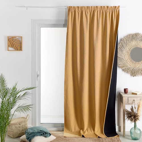 HomeMaison.com Insulating Curtain – Thermal Curtain – Blackout Curtain – Yellow Ochre Curtain – 140 x 260 cm