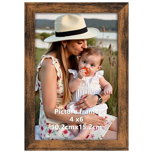 Ditwis Photo Frame 6x4 Brown, Classic Picture Frame for Living Room, Bedroom and Office, Wall or Desktop Display, Vertical or Horizontal