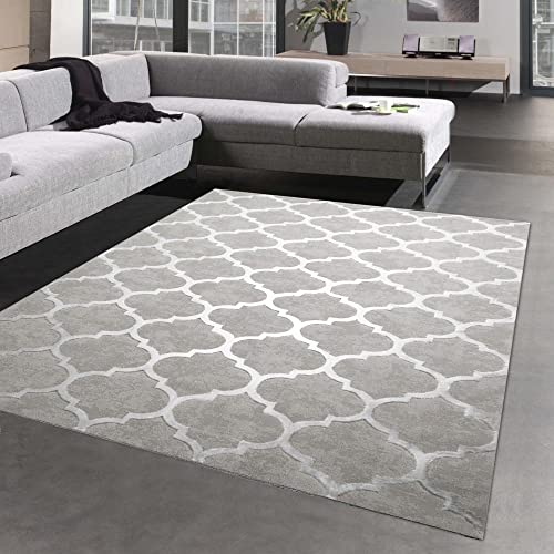CARPETIA Moroccan Rug Hallway & Living Room Easy to Clean and Durable Grey Size 140 x 200 cm