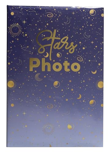 Exacompta - Ref. 62113E - MOON Photo Album with Pockets - 300 Photos 10 x 15 cm - 100 Pages - Format 22.5 x 32.5 cm - Blue Cover Protected by a Plastic Book Cover