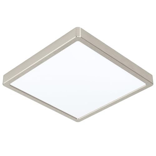 EGLO Fueva 5 LED Ceiling Light L x W 28.5 cm, 1 Bulb Surface-Mounted Light Made of Steel and a Plastic Light Surface, Ceiling Light in Matt Nickel, White, LED Surface-Mounted Lamp Neutral White