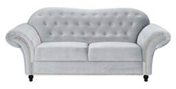 Sofas and More Lyon Chesterfield Style French Velvet fabric 3 + 2 seater sofa Armchair Blue Silver Grey (Silver, 2 Seater)