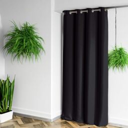 HomeMaison Blackout Curtain 100% Fireproof M1, Polyester, Black, 180x140 cm