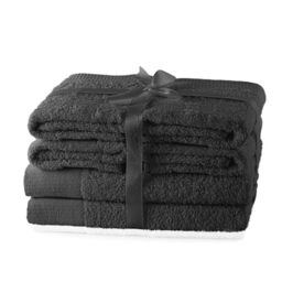 AmeliaHome Hand Towel Set Grey 4 Hand Towels 50 x 100 cm and 2 Bath Towels 70 x 140 cm 100% Cotton Quality Absorbent Graphite Anthracite Amari