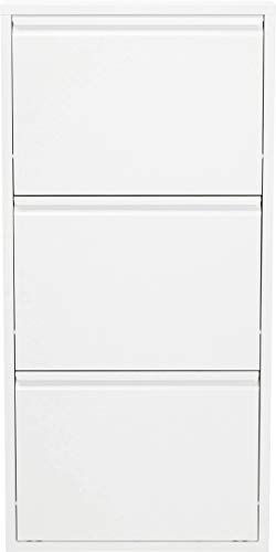 Kare Design Shoe cabinet Caruso, White, 104x50x15 cm, Tilting shoe cabinet, Shoe storage, with 3 flaps, for 6 pairs of shoes, Narrow, Space-saving, Tall, Entryway