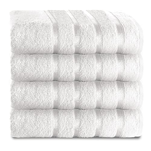 GC GAVENO CAVAILIA Luxury Pack Of 4 Hand Towels, 100% Egyptian Cotton Super Soft Absorbent Bathroom Towel Set, Kensington, WHITE