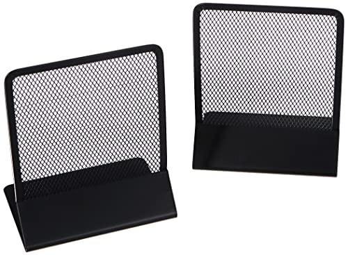 Relaxdays Bookend, Set of 2, Stands for Books, DVDs, Magazines etc., Book Support HxWxD: app. 16.5 x 13 x 10.5 cm, Black