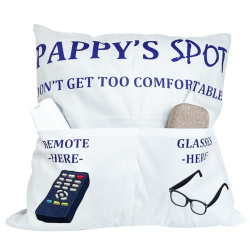 CYMROK Pappy Gifts Grandma Gifts, 2-Pocket 2-Sided Pappy's SPOT Throw Pillow Covers 18x18 Inch, Birthday Christmas Stocking Stuffers Thanksgiving Day Gifts for Pappy