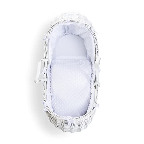 Clair de Lune - Dimple Noah Pod Bedding Set - Universal Noah Pod Dressing Covers Set - Made in Great Britain (Basket is NOT Included) - White