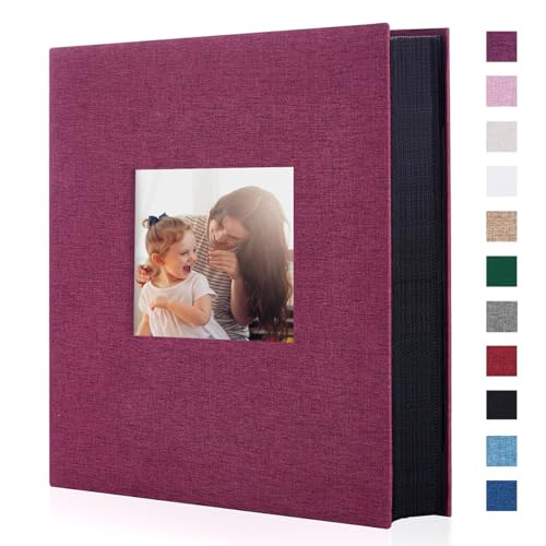 Artmag Fabric Photo Album 4x6 400 Large Capacity for Family Wedding Anniversary Linen Album Holds 400 Vertical Photos (400 Pockets, Purple)