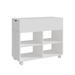 Relaxdays roll container, 5 compartments, drawer, HxWxD: 61 x 70 x 30 cm, open, slim filing cabinet on wheels, white