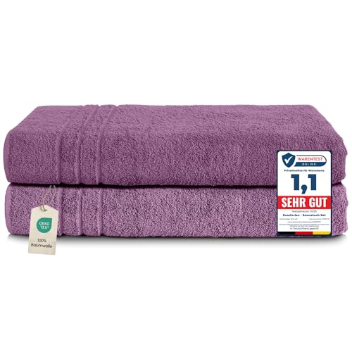 Komfortec Jumbo Bath Towels, 100% Cotton, Quick Dry, 80x200, Purple