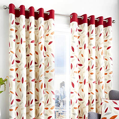 "Fusion Beechwood Curtains, 229 x 183cm, Red, 90"" Width x 72"" Drop"