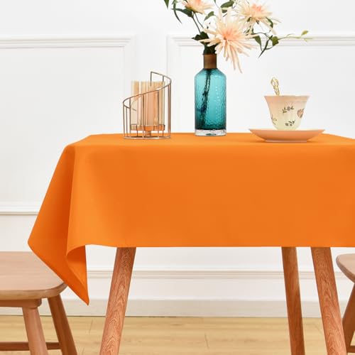 NEWISHER Orange Small Square Tablecloth 42 x 42 inch, Washable Table Cloth - Heavy Duty Polyester Fabric Table Cloth, Reusable Solid Square Table Cover for Halloween, Dining, Kitchen, Party, Wedding