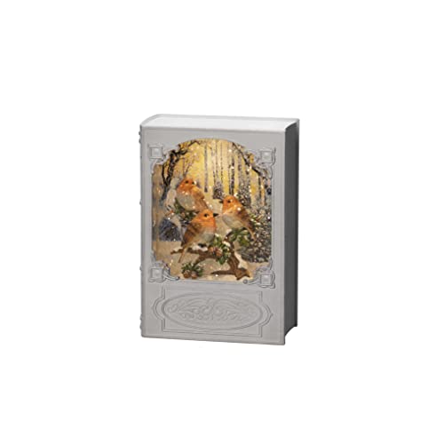 Konstsmide LED Snow Globe Christmas Book with Robins/Water Filled/Christmas Decorations Indoor Battery Lights/Timer/Battery Operated: 3xAA 1.5V (excl.) or USB (Inc)
