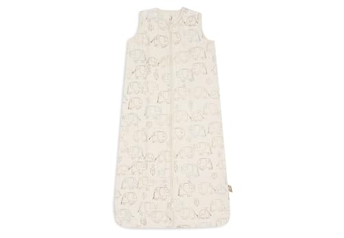 Jollein Muslin Summer Baby Sleeping Bag - Elephant Tales - 70cm - 100% Cotton - 0.5 TOG - Summer Baby Sleeping Bag - OEKO-TEX Certified