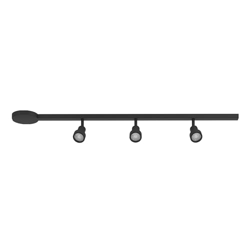 Eglo High-Voltage Track System Easy Track, Expandable Set with 3 Ceiling spotlights, Light Rail Made of Aluminium and Plastic in Black, Lamps GU10 Socket, 102 cm