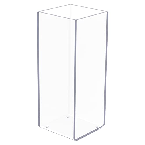 "Kamehame Acrylic Clear Rectangular Vase, Tall Rectangle Vase Decorative Centerpiece for Home or Wedding (4""x4""x10"")"