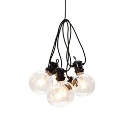 LED Garden Lights Outdoor/Party Lights Chain Clear/Dimmeable (IP44)/10 Edison Style Clear Bulbs/Replaceable Amber White Diodes/Connectable Black Cable Garden String Lights