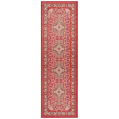 Nouristan Skazar Isfahan Oriental Short Pile Rug 80 x 250 cm Oriental Red