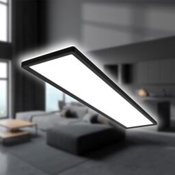 B.K.Licht - LED Panel, Slim, 4000K Neutral White, Indirect Backlighting, IP44 Splash-Proof, Ceiling Lights, Bathroom Light, Bathroom Lights Ceiling, Living Room, 98 x 20 x 3 cm, Black