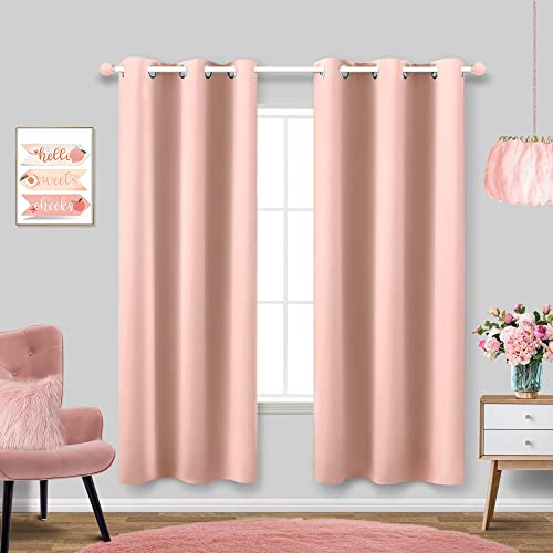 KOUFALL Blush Pink Curtains 42x63 Inches Long for Dining Room 2 Panels Blackout Room Darkening Curtain for Bedroom