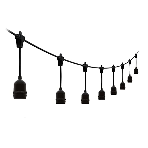 4lite Festoon Outdoor String Lighting (Black) 20m Globe String Lights with 20x Bulb Holders with IP44 Rating - Bulb NOT Included - 4L2/8003-4yr Guarantee